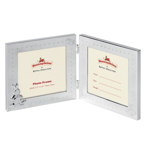 NiB Bunnykins Silver Double Frame by Royal Doulton New In Damaged Box 3.5”x3.5” - Picture 1 of 12